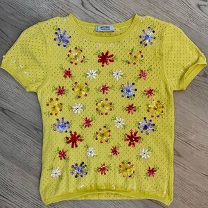 Vintage Y2K Moschino Cheap & Chic Beaded Floral Knit Top